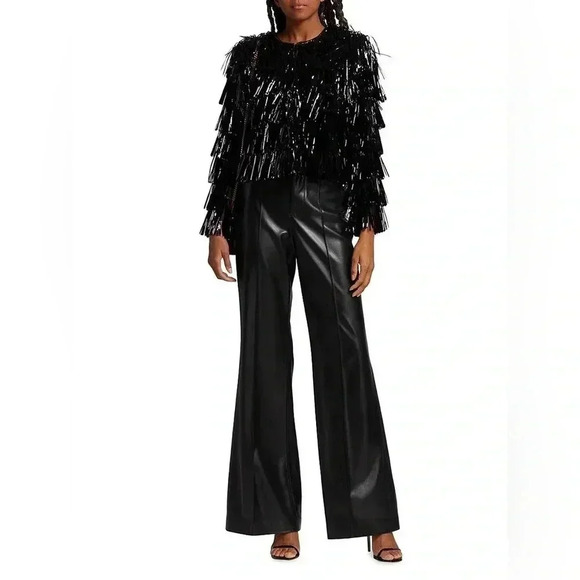 Alice and Olivia Womens Tinsel Cropped Collarless Blazer Size Medium - Picture 5 of 6